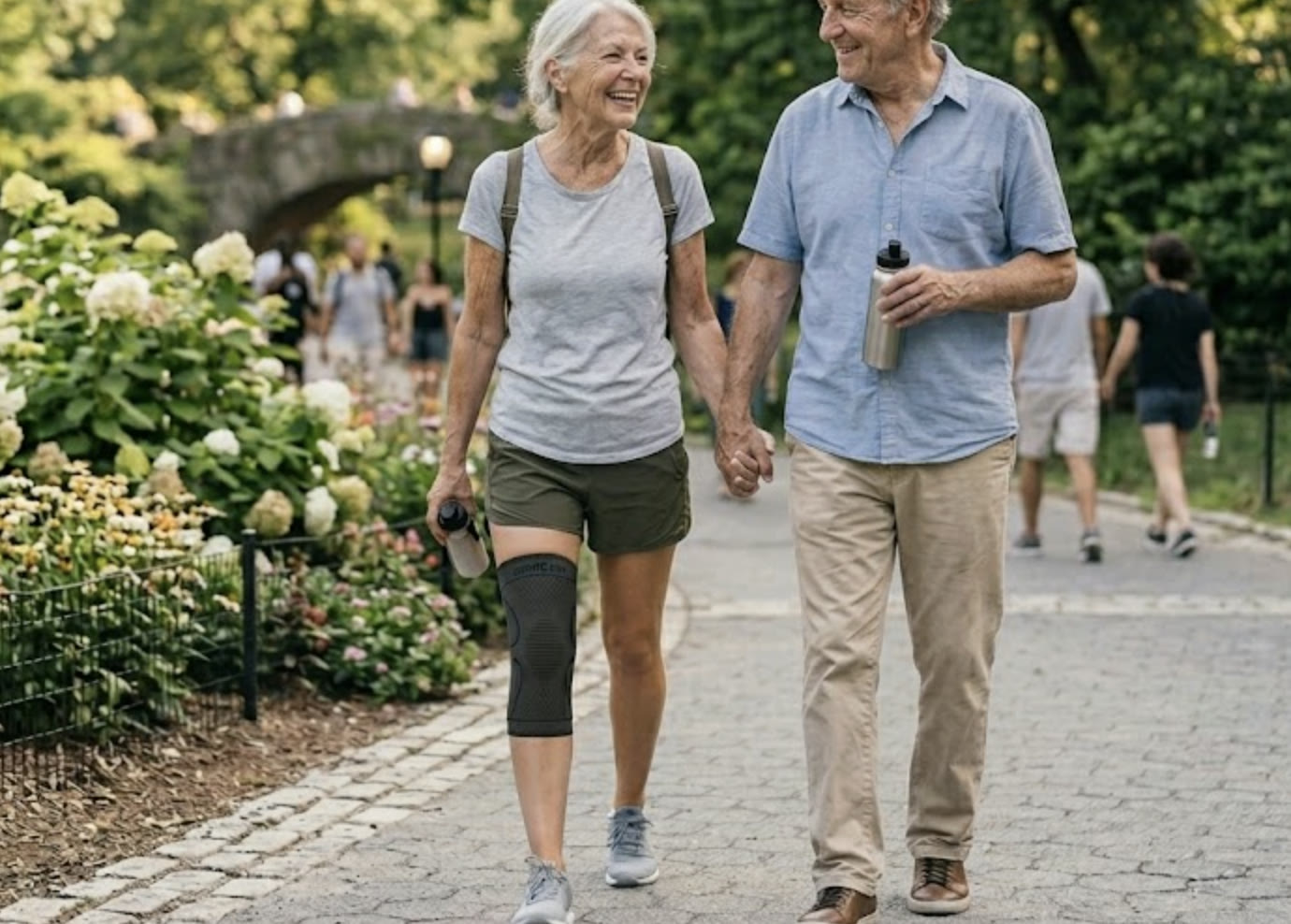 Casal a caminhar no parque